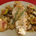 Pollo, porcini e fichi profumato al timo