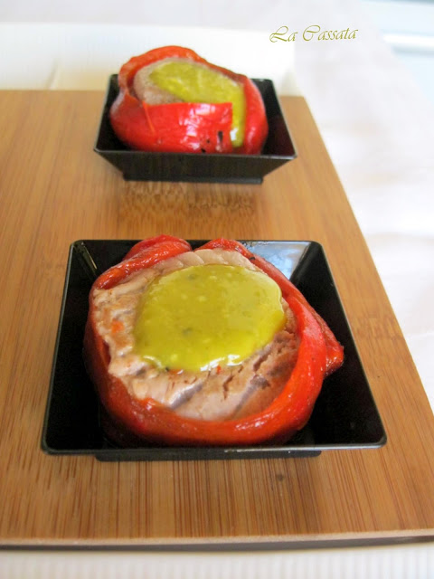 Appetizer di tonno, peperoni e pesto di pistacchi - La Cassata Celiaca