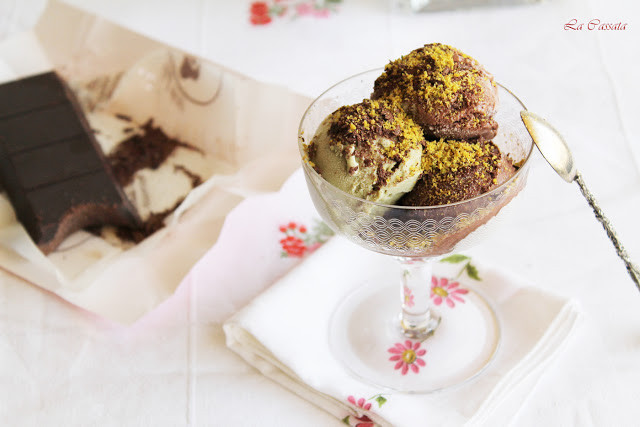 Glace à la pistache et au cacao, recette base de Gaston Lenôtre