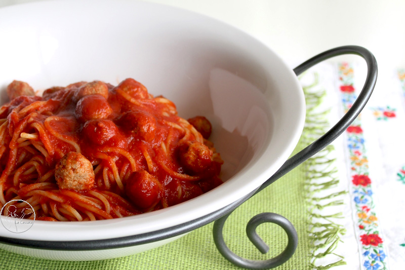 Spaghettis, sauce tomate et boulettes de viande sans gluten - La Cassata Celiaca