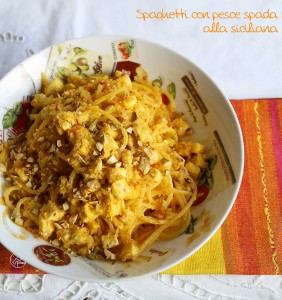 Spaghettis et espadon à la sicilienne sans gluten - La Cassata Celiaca 