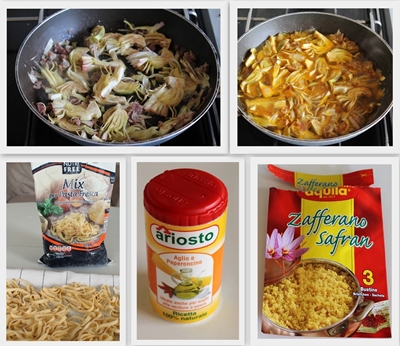 Tagliatelles aux artichauts, bacon et safran - La Cassata Celiaca