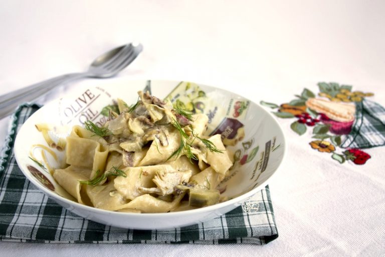 Pappardelle alla carbonara di carciofi (senza glutine)