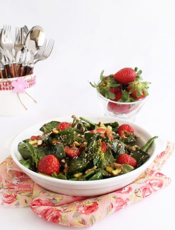 Salade de fraises, épinards et amarante - La Cassata Celiaca