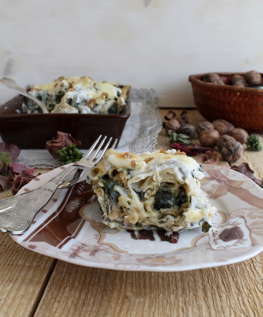 Gratin de pennettes avec blettes et noix - La Cassata Celiaca