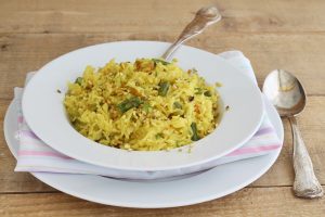 Riso pilaf con asparagi e fiori di zucca - La Cassata Celiaca