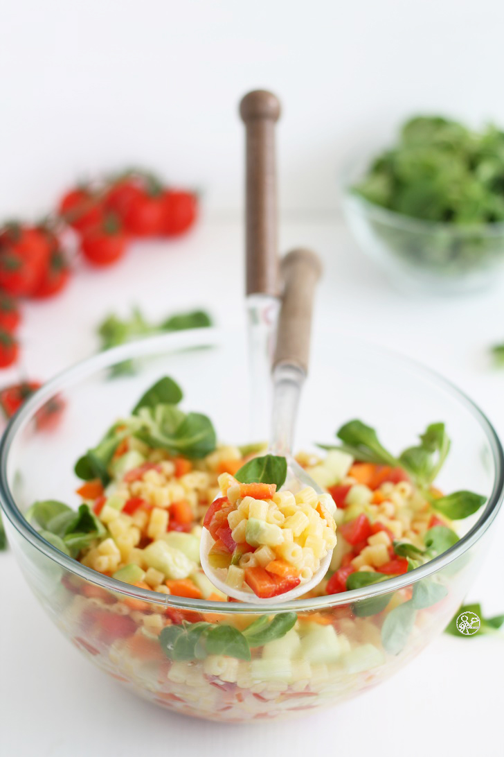 Insalata di tubettini con dadolata di verdure senza glutine - La Cassata Celiaca