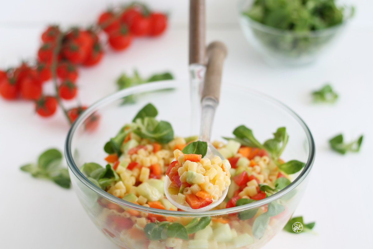 Insalata di tubettini con dadolata di verdure senza glutine - La Cassata Celiaca