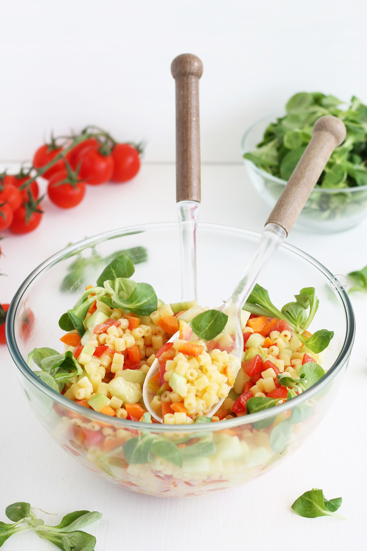 Insalata di tubettini con dadolata di verdure senza glutine - La Cassata Celiaca