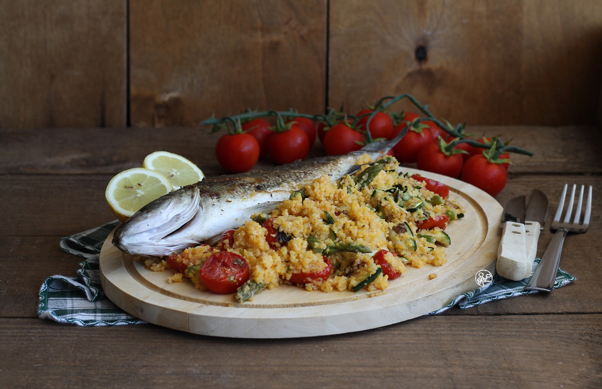 Bar rôti et cous cous aux légumes sans gluten - La Cassata Celiaca