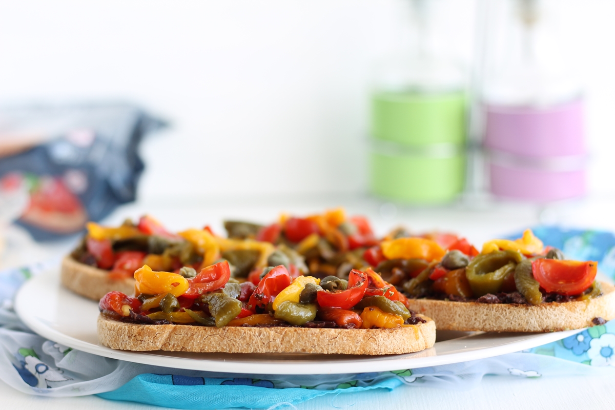 Bruschetta aux poivrons sans gluten ni lactose - La Cassata Celiaca