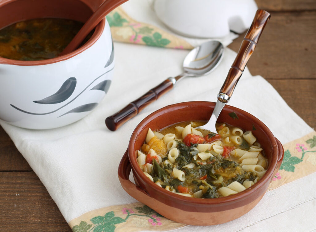 Soupe de potiron et blettes avec les pâtes sans gluten - La Cassata Celiaca