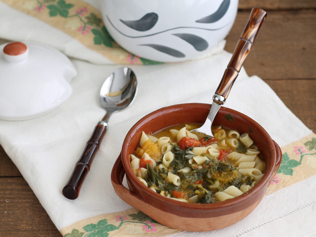 Soupe de potiron et blettes avec les pâtes sans gluten - La Cassata Celiaca