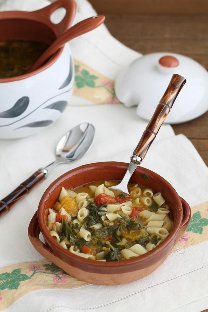 Soupe de potiron et blettes avec les pâtes sans gluten - La Cassata Celiaca