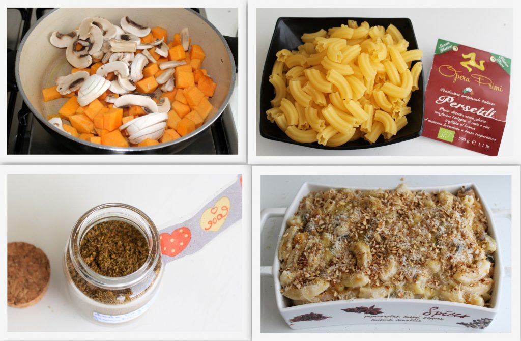 Gratin de pâtes avec potiron et champignons, sans gluten - La Cassata Celiaca