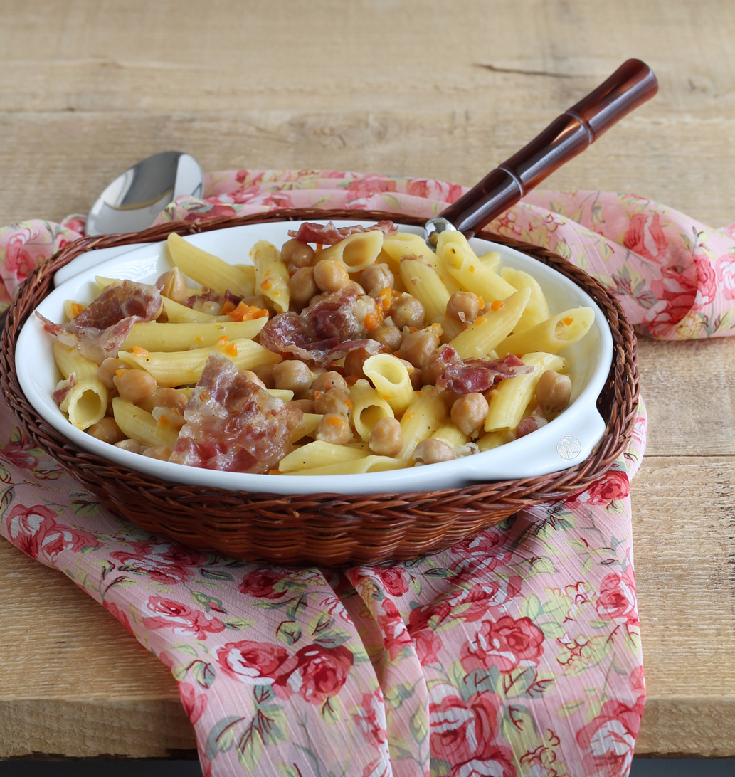 Pâtes avec pois chiches et bacon, sans gluten - La Cassata Celiaca