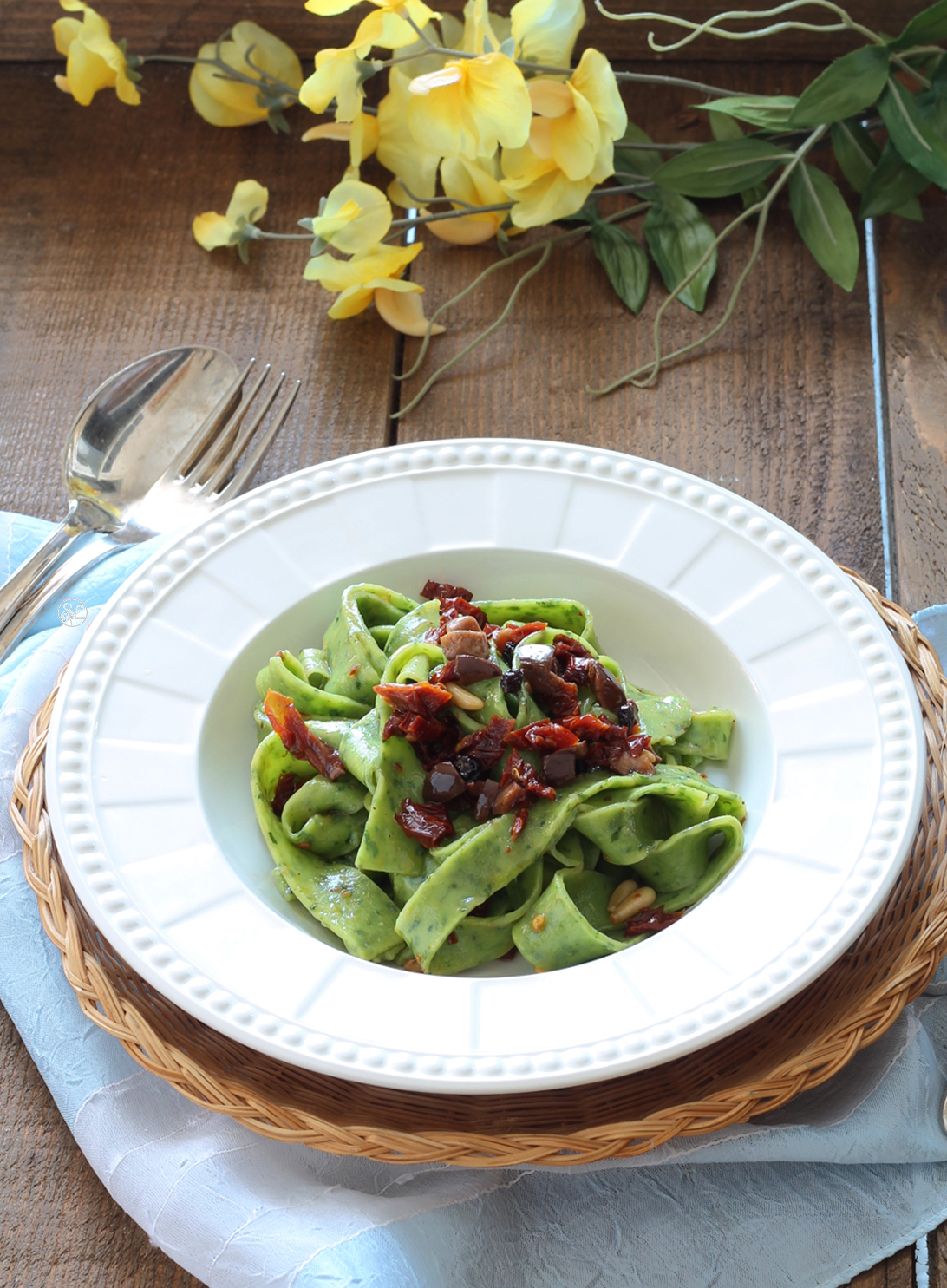 Tagliatelle verdi senza glutine alla siciliana - La Cassata Celiaca