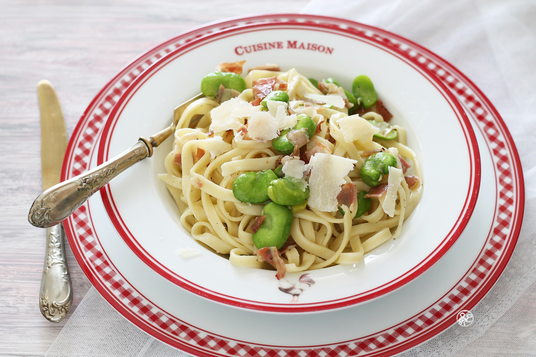 Tagliatelle senza glutine con fave e pancetta - La Cassata Celiaca