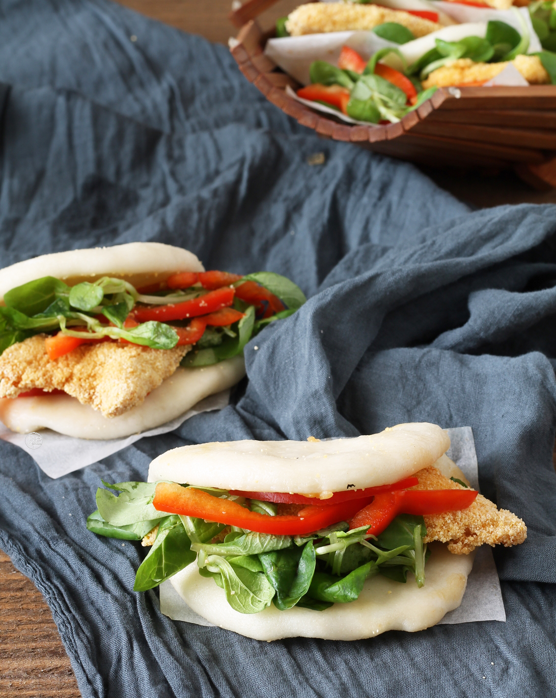Bao sandwich sans gluten avec poulet et mâche - La Cassata