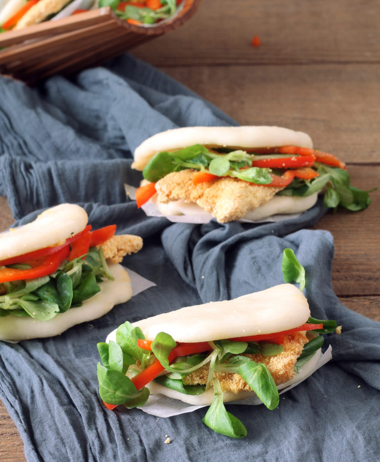 Bao sandwich sans gluten avec poulet et mâche - La Cassata Celiaca