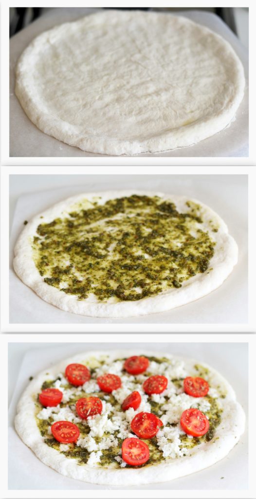 Pizza sans gluten avec pesto et tomates cerises - La Cassata
