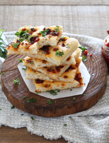 Focaccia sans gluten à la ricotta avec tomates et gorgonzola- La Cassata Celiaca