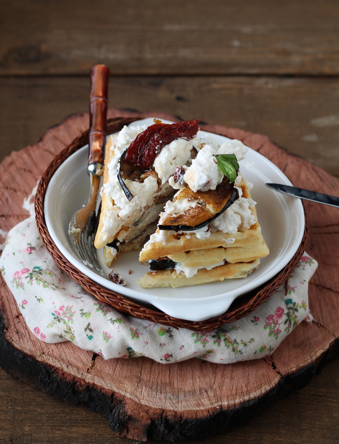 Gaufres sans gluten avec ricotta et aubergines- La Cassata Celiaca