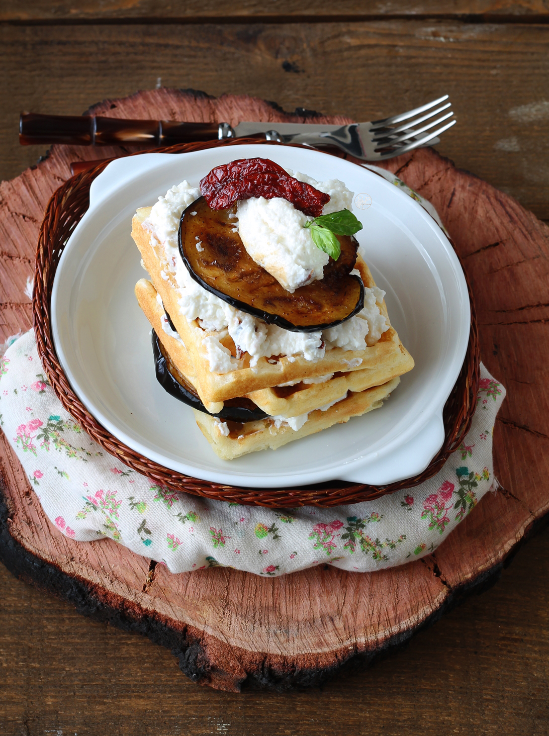 Gaufres sans gluten avec ricotta et aubergines- La Cassata Celiaca