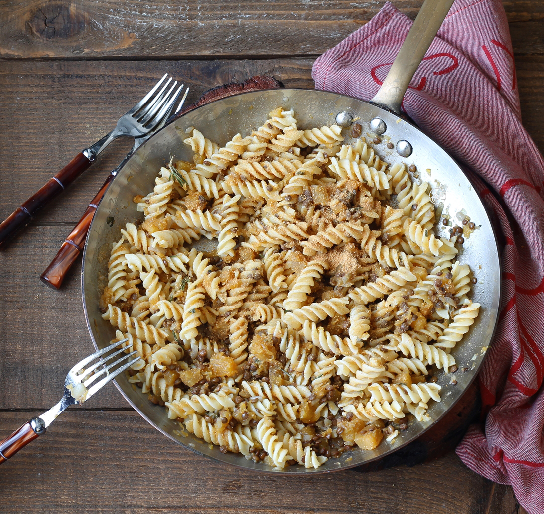 Fusilli senza glutine con lenticchie e zucca - La Cassata Celiaca