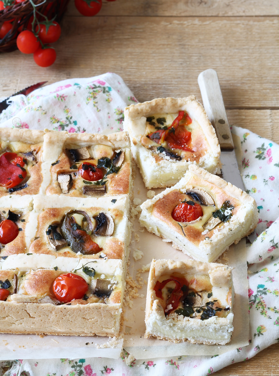 Tarte salée sans gluten avec poivrons et champignons -La Cassata Celiaca