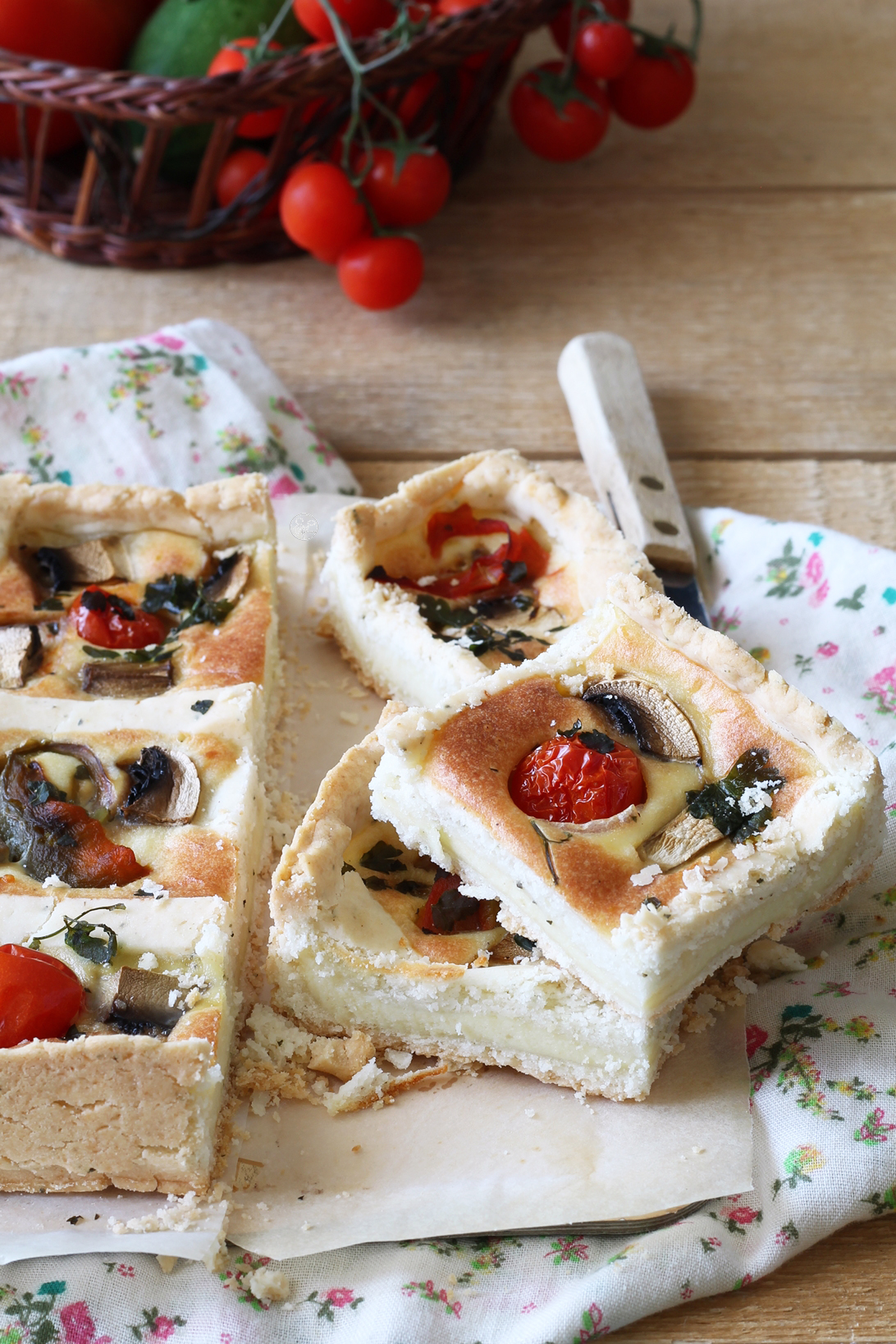 Tarte salée sans gluten avec poivrons et champignons -La Cassata Celiaca 