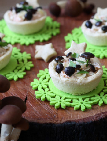 Croustades sans gluten avec saumon et pholiotes du peuplier - La Cassata Celiaca