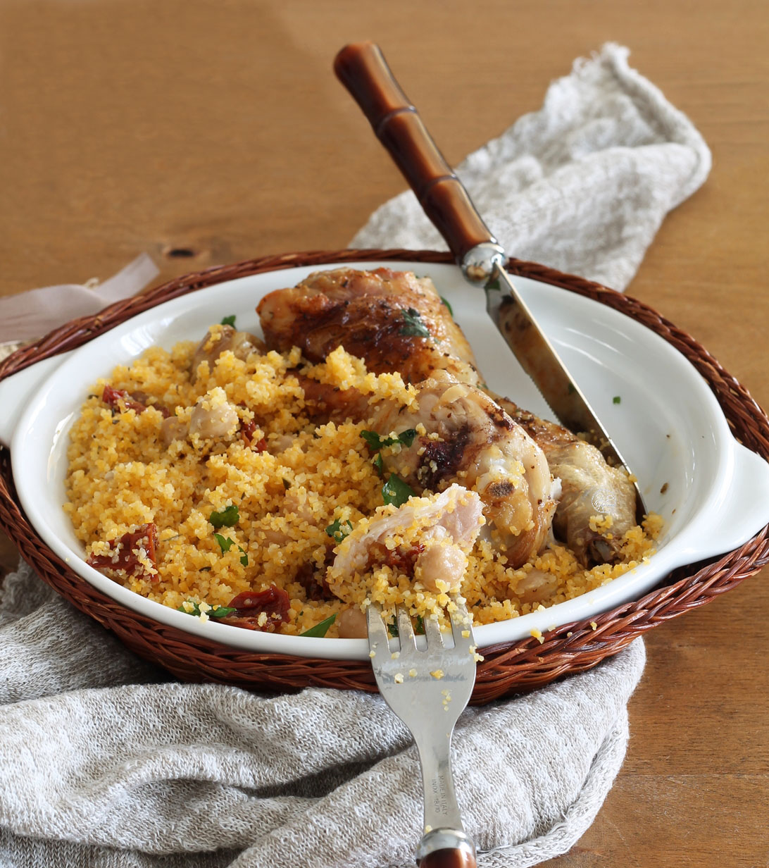 Cous cous senza glutine ai ceci con pollo al tabasco - La Cassata Celiaca