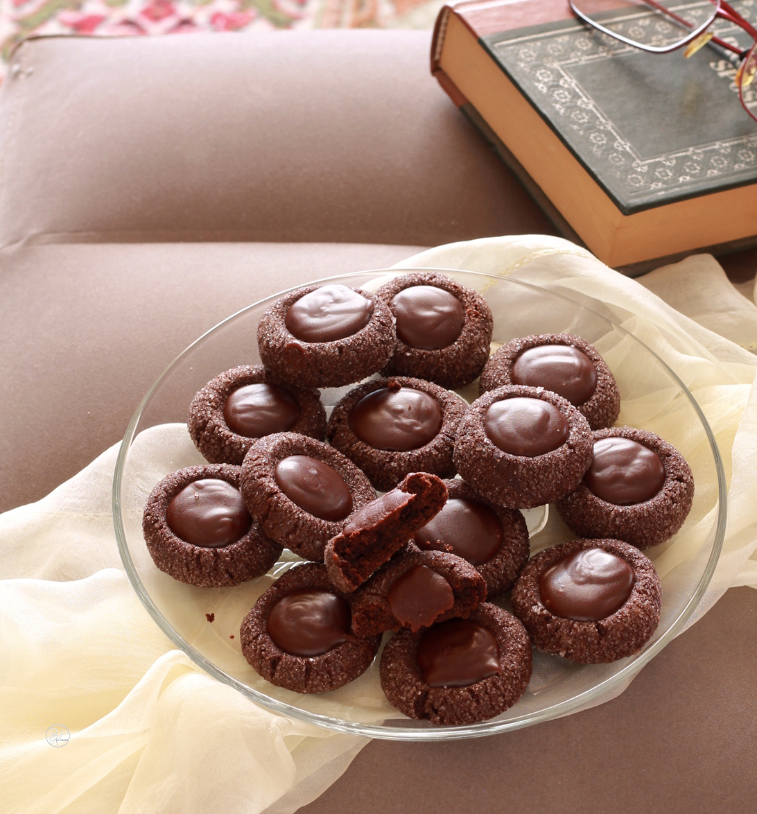Chocolate Thumbprint Cookies sans gluten - La Cassata Celiaca