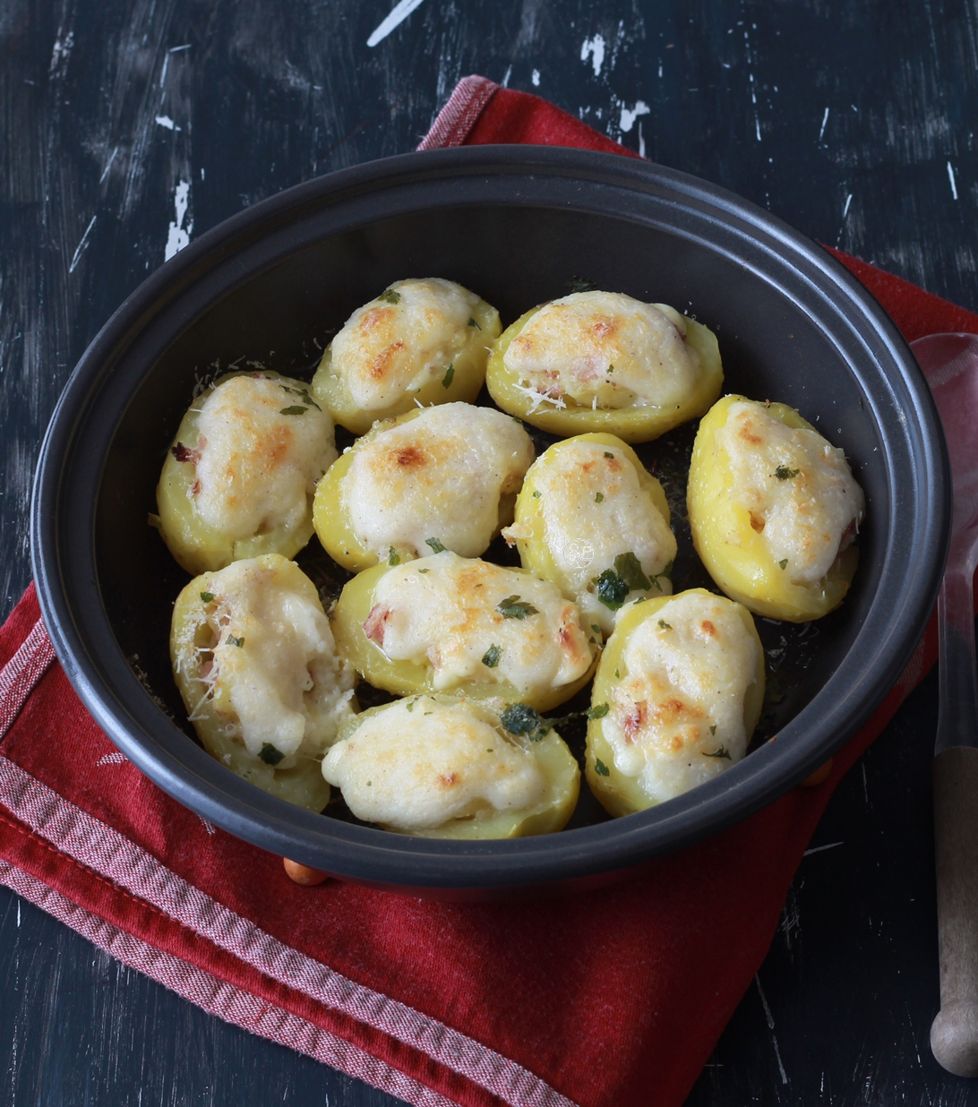 Pommes de terre farcies avec jambon et béchamel sans gluten - La Cassata Celiaca