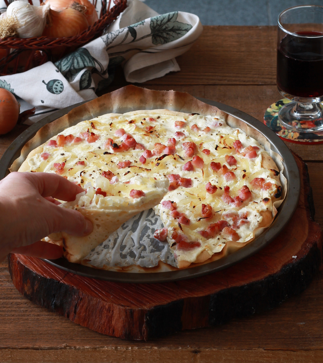 Flammekueche, tarte flambée senza glutine - La Cassata Celiaca