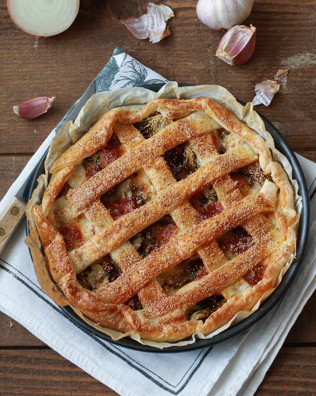 Crostata con carciofi e pancetta senza glutine - La Cassata Celiaca