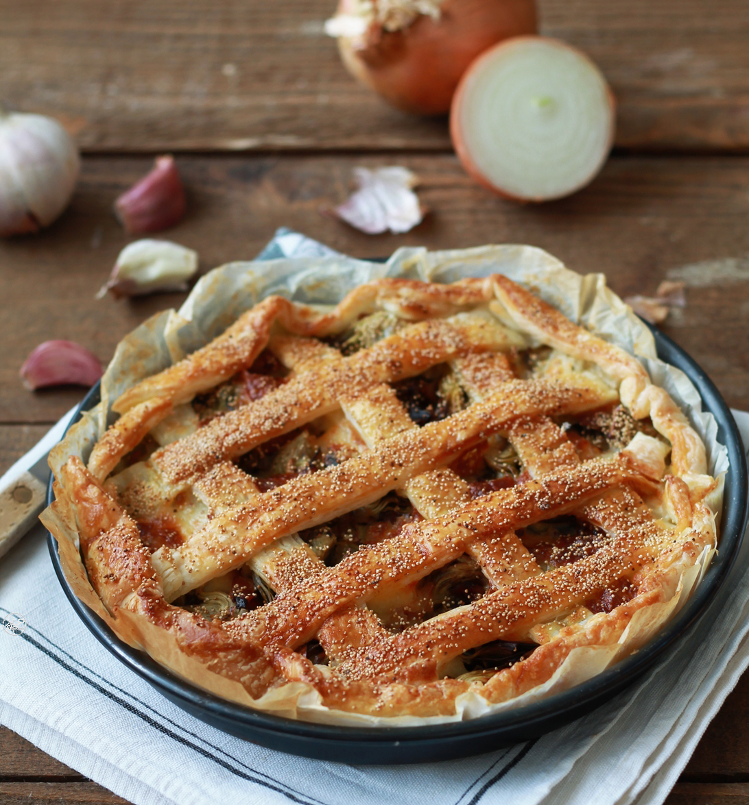 Crostata con carciofi e pancetta senza glutine - La Cassata Celiaca