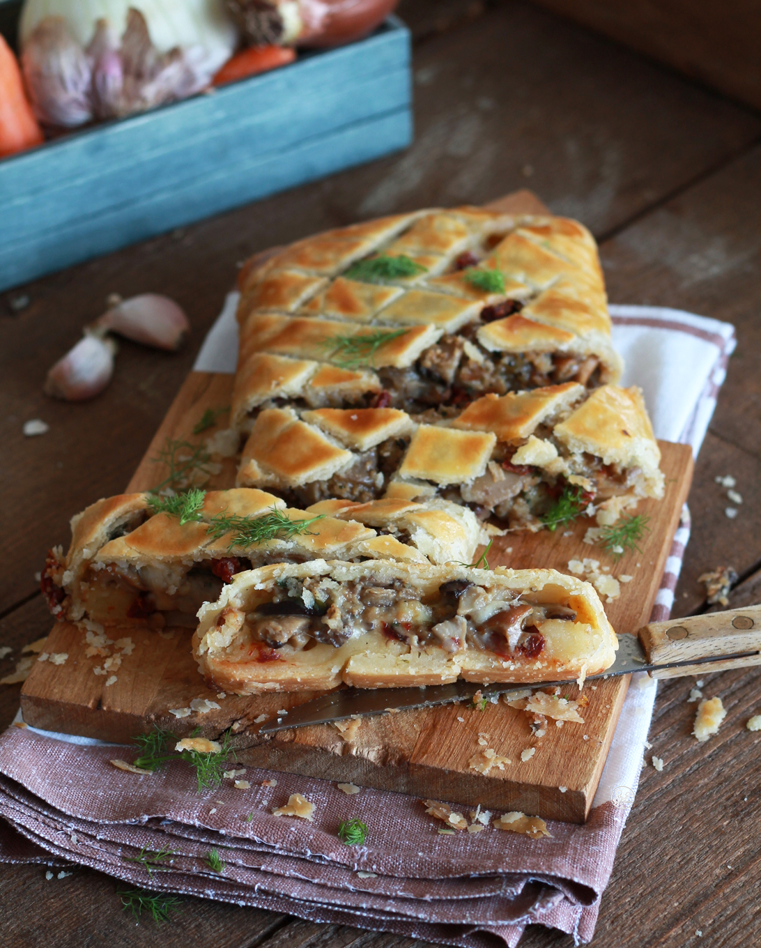 Strudel con funghi e pomodori secchi senza glutine - La Cassata Celiaca