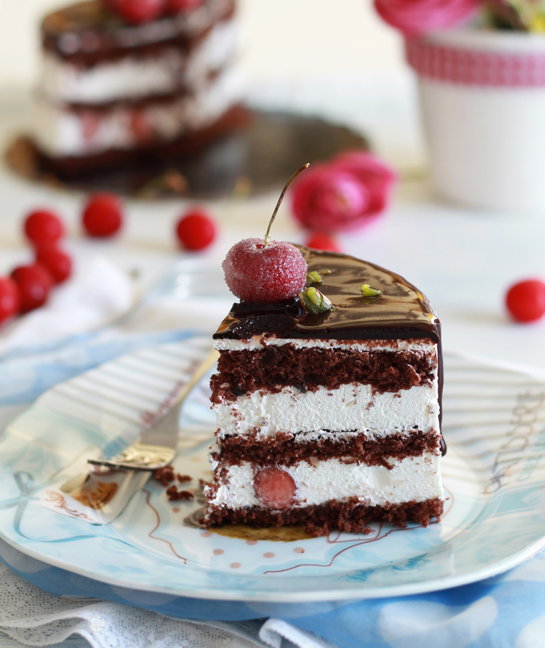 Gâteau Forêt noire aux cerises sans gluten - La Cassata Celiaca 