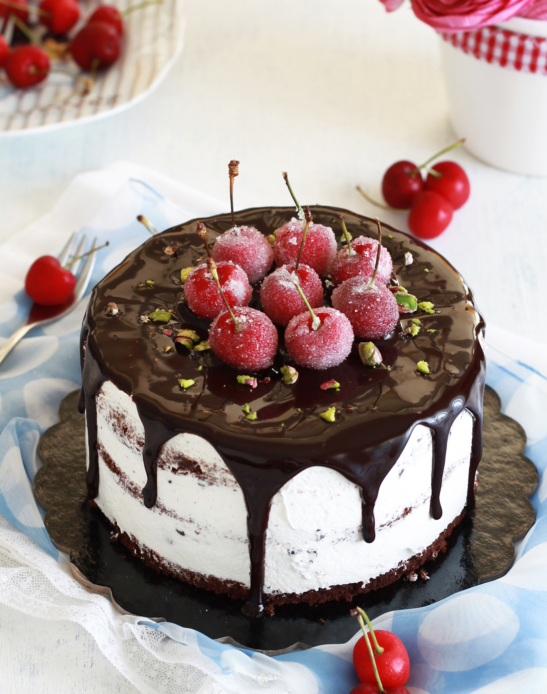 Gâteau Forêt noire aux cerises sans gluten - La Cassata Celiaca 