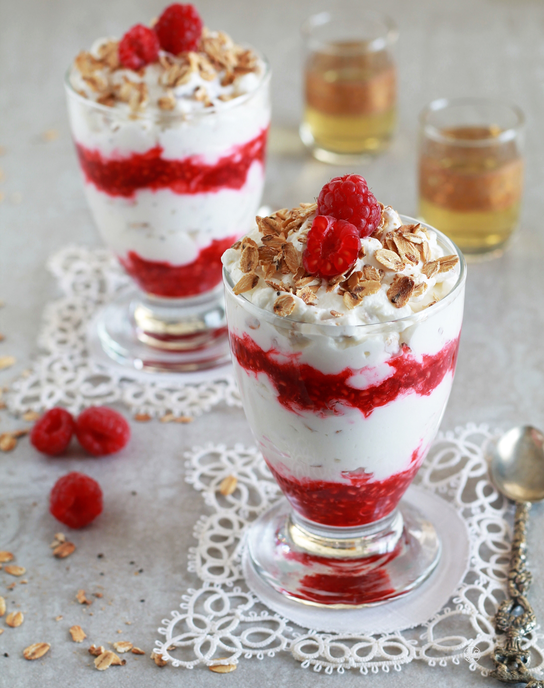 Cranachan avec framboises et avoine sans gluten - La Cassata Celiaca