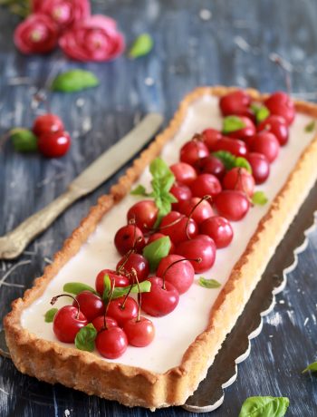 Tarte avec cerises et panna cotta sans gluten - La Cassata Celiaca