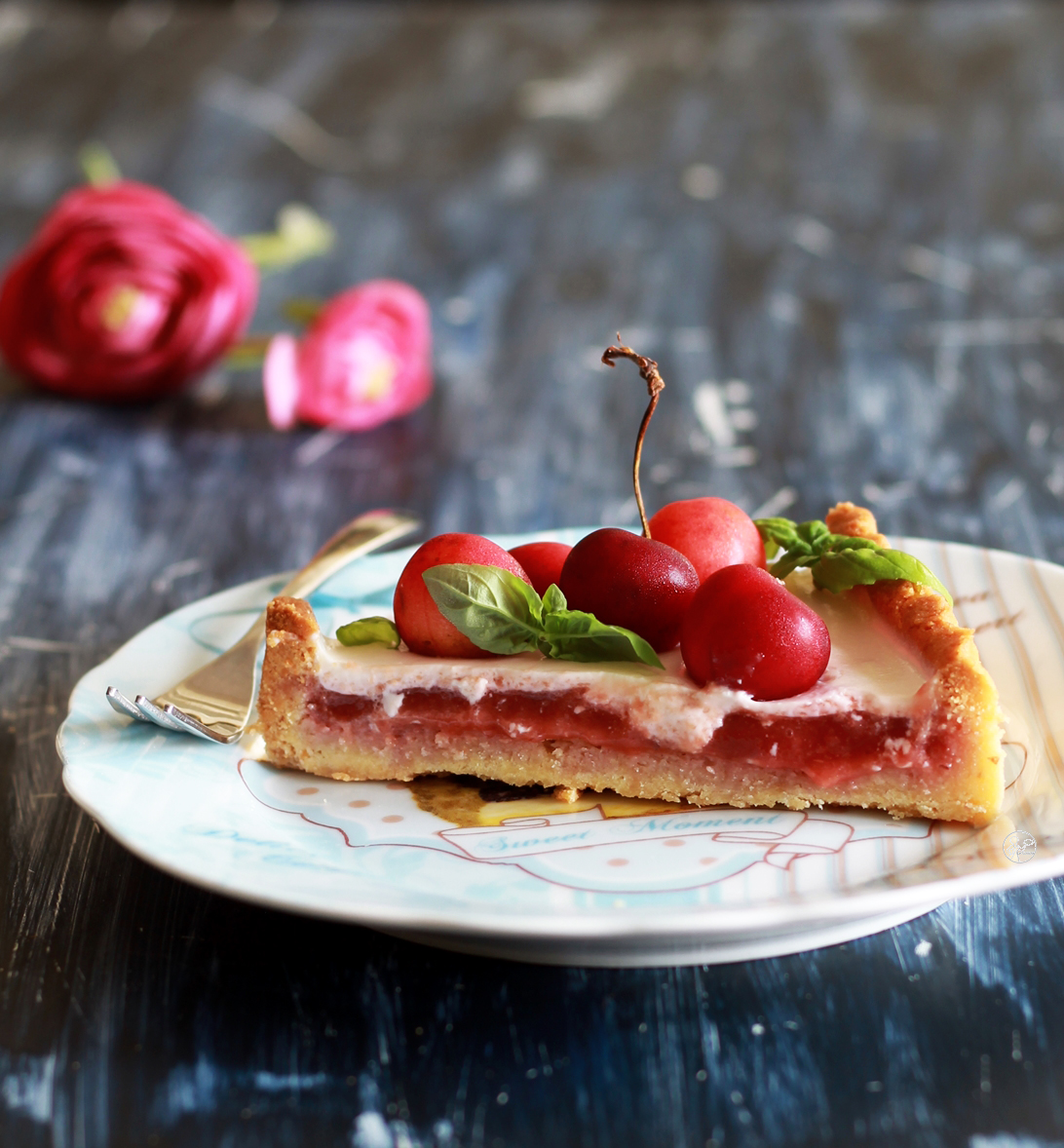 Crostata con ciliegie e panna cotta senza glutine - La Cassata Celiaca Crostata con ciliegie e panna cotta senza glutine - La Cassata Celiaca