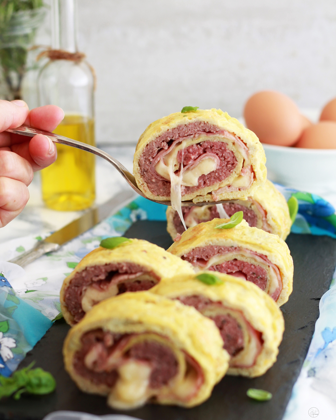 Rotolo di frittata con carne - La Cassata Celiaca