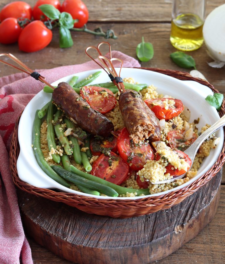 Couscous avec haricots verts et merguez sans gluten - La Cassata Celiaca