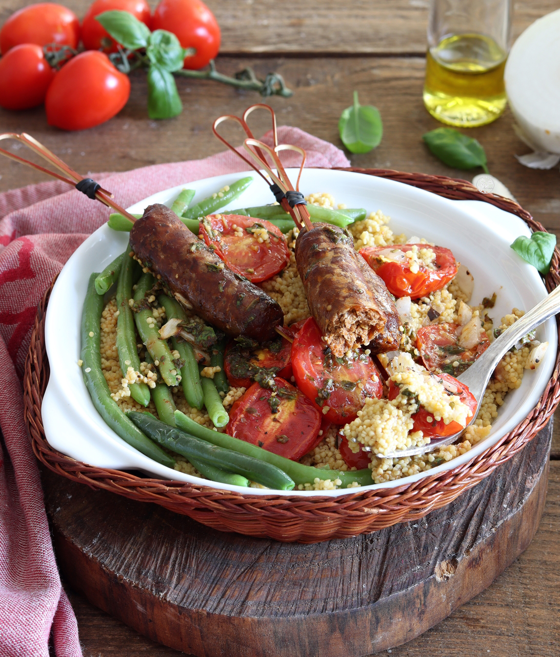 Couscous avec haricots verts et merguez sans gluten - La Cassata Celiaca