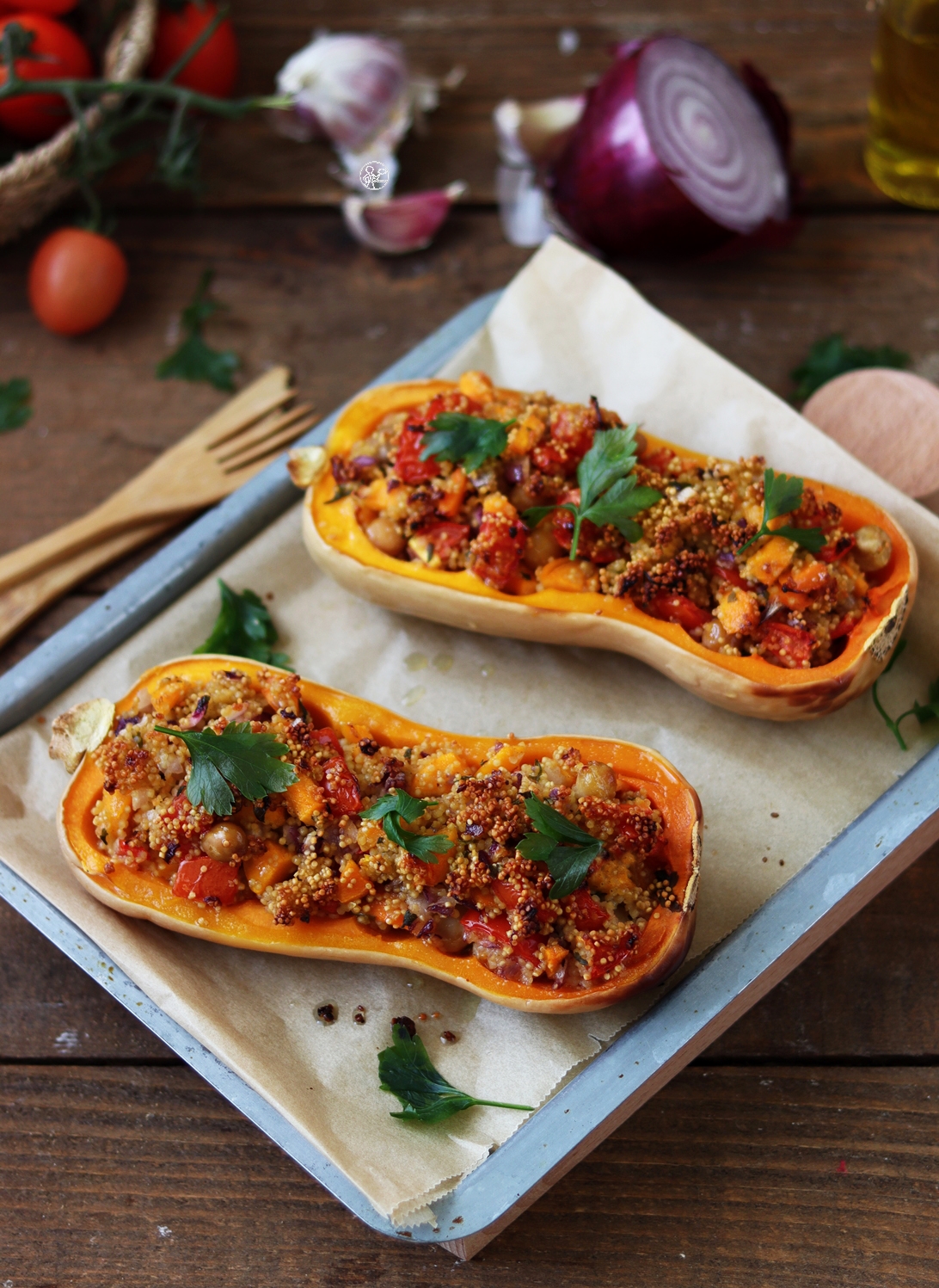 Courge Butternut fourrée au couscous sans gluten - La Cassata Celiaca