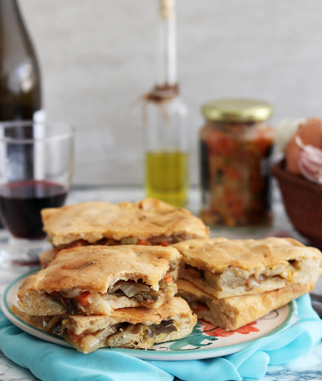 Schiacciata con caponata di carciofi senza glutine - La Cassata Celiaca