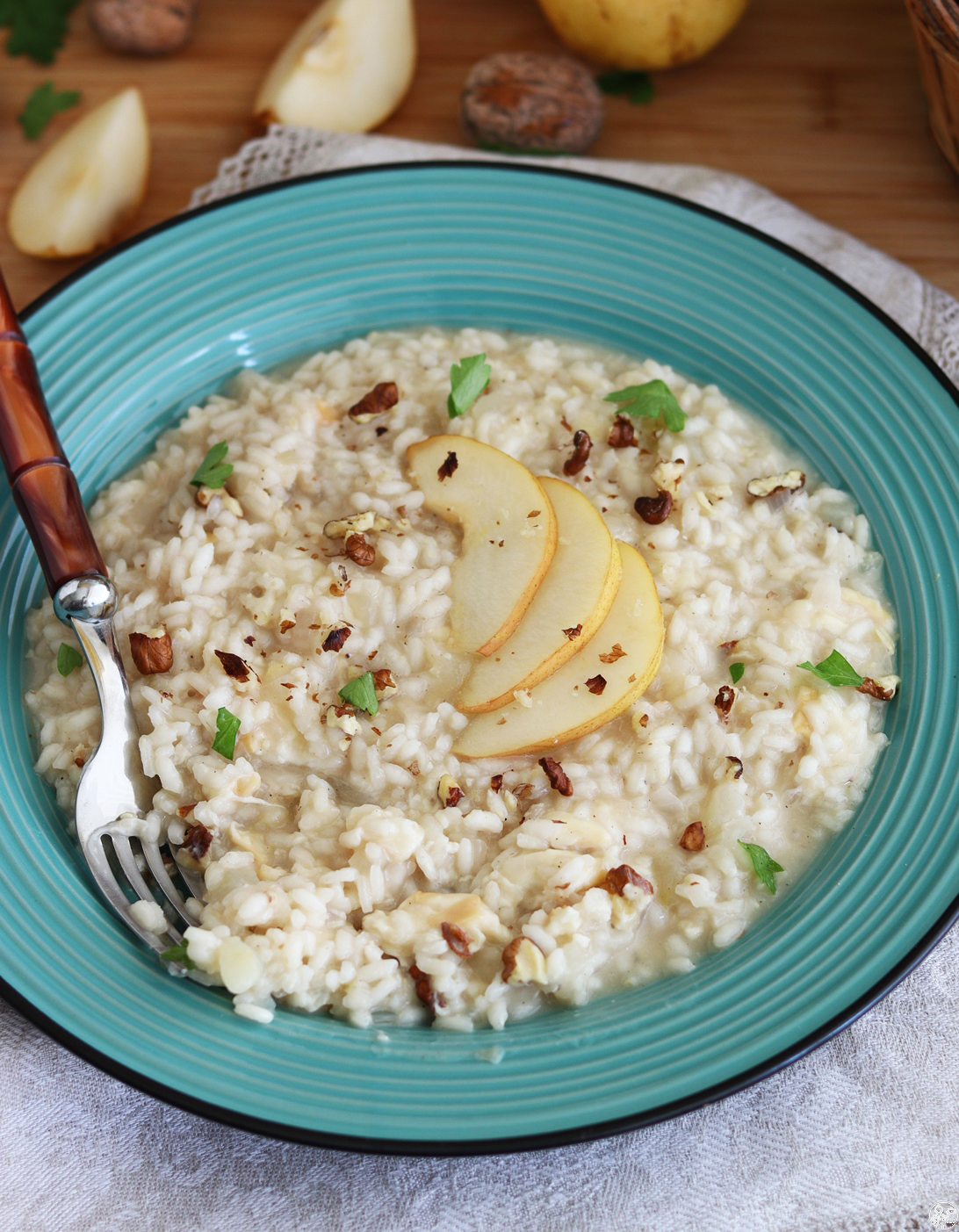 Risotto con pere e scamorza - La Cassata Celiaca Risotto con pere e scamorza - La Cassata Celiaca
